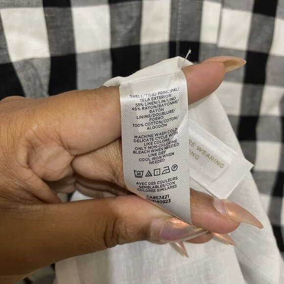 Loft Oversized Petite Black White Gingham Button V-Neck Dress NWT Size 14 Picnic - Picture 7 of 9